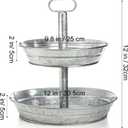 Okllen 2 Pack Galvanized Serving Stand, Metal 2 Tier Cupcake Tray Stand, Vintage Dessert Appetizer Display Stand, Rustic Home and Garden Display Stand for Country Farmhouse, Kitchen