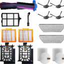 15 Pcs Replacement Part for Shark RV2920XE Robot Vacuum Cleaner.1 Brushroll, 2 filter cotton, 2 Black filter, 2 Orange filter, 1 filter Mesh, 2 Mop Pads, 4 Side Brushes, 1 Cleaning Brush.