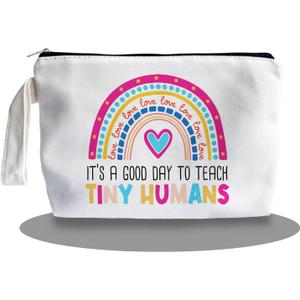 Teacher Survival Kit Makeup Bag - Best Teacher Gifts Cosmetic Bag, 'it's a Good Day to Teach' Tiny Humans, Canvas Zipper Makeup Bag