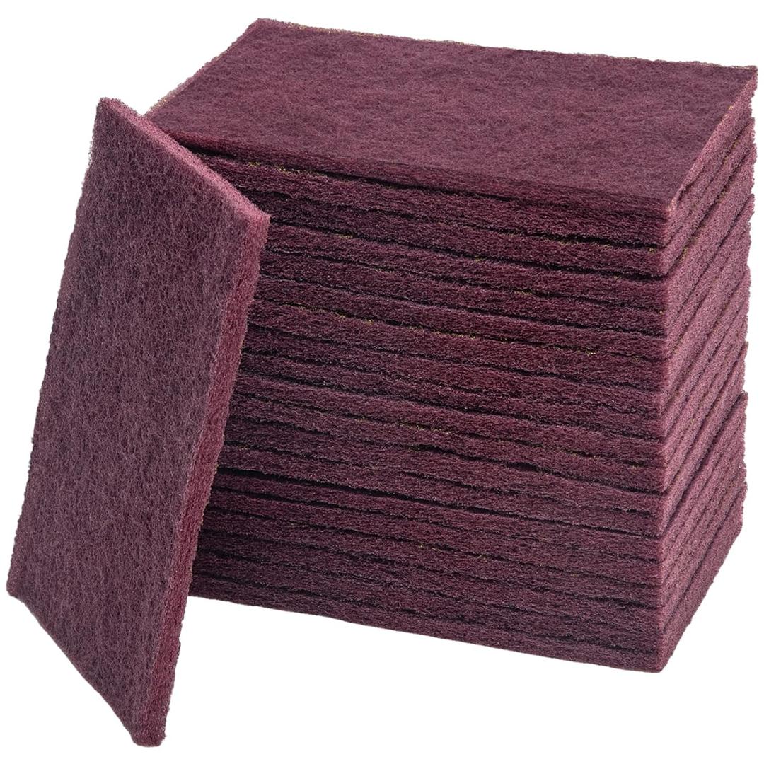 7447 General Purpose Scrub Pad - Maroon, 6" X 9", 20PCS Abrasive Finishing Pad for Paint Prep, Scuffing, Scouring, Sanding, Adhesion Scratch