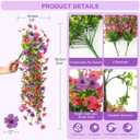 Artificial Hanging Flowers for Outdoors, 2 Pcs Fake Hanging Plant Spring Summer Decoration, UV Resistant No Fade Faux Silk Daisy Flower for Planter Porch Patio Yard Garden Decor(Purple Hot Pink)