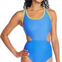 Speedo Women's Swimsuit One Piece Racerback Cut Out (10, Jacquard Sevres Blue)