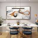 KLAKLA Modern Abstract Gray and Brown Designs - Colorful Curves and Translucent Medium - Frame Wall for Living Room Office Wall Decor Picture Artwork for walls, 58"L x 29"W