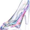 Cinderella Glass Slipper - Colorful Crystal Glass Shoe, Ideal for Cinderella Party, Girls Birthday Gift, Wedding Centerpiece, Princess Bedroom Decor, Cake Top Decor