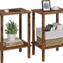 TUTOTAK End Table, Set of 2, Side Table, Nightstand, 2-Tier Storage Shelf, Sofa Table for Small Space, Living Room, Bedroom, Brown TB01BB035C