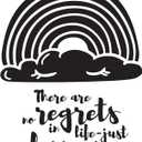 Girls No Regrets in Life Just Lessons Uplifting Quote Wall Decal Decoration Cute Rainbow Boho Design Beautiful Clouds Lasts Years and Easily Removable - Size: 24 in(W) x 30 in(H)