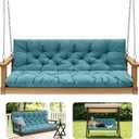 Outdoor Swing Cushions,Waterproof Swing Cushions 3 Seater Replacement with Backrest,Outdoor Thickened Bench Cushion with Ties for Porch,Patio,Backyard,Garden (Lake Blue 60 * 40 in), 60x 40 inches