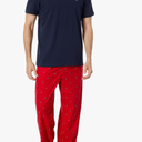 Tommy Hilfiger Men's Cozy Fleece Sleep Set (Large, Black, Buffalo Plaid)