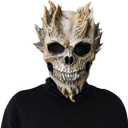 Stobbod Horror Skull Mask Scary Realistic Skeleton Mask Halloween Cosplay Creepy Masquerade Party Full Head Latex Accessories