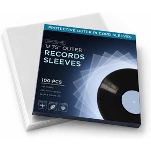 TNP 100 Vinyl Outer Sleeves Cover - Thick 3 Mil Vinyl Record Album Protective Sleeves 12.75" x 12.75" - Crystal Clear Plastic Record Sleeve for Single & Double LP Album Covers Storage Collection
