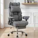 mokodo Big and Tall Office Chair 400lbs, Breathable Fabric Executive Desk Chair with Pocket Spring Cushion, 155° Reclining Computer Chair with Integrated Headrest & Lumbar Pillow (Grey), Oversized
