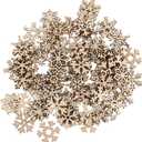 2 x 100pcs Assorted Pattern Wooden Pieces Christmas Snowflake Cutouts Craft Embellishments DIY Decorative Accessories Manual Ornament for DIY Art