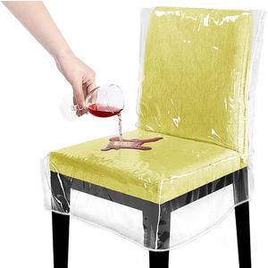 2 Pack Plastic Dining Room Chair Covers, Water Proof Clear Chairs Cover for Kitchen and Outdoor, Vinyl Transparent Stool Seat Protectors for Cat, Toddler, Kids' Messes, No Dust/Spills