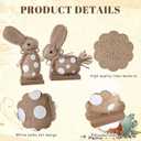 Leinuosen 2 Pcs Rustic Easter Bunny Decoration Easter Bunny Table Wooden Sign Farmhouse Spring Rabbit Centerpieces for Table Rustic Linen Polka Dot Rabbit Decor for Home Dining Room Office Tiered Tray