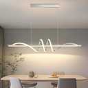 Modern Pendant Light Kitchen Island 39in Dimmable Hanging Lamp 3000k-6000K Adjustable Warm/Nautral/White with Remote Control, Kitchen Island Lighting Chrome Silver