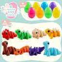 JOYIN 8 Pcs Prefilled Easter Eggs with 3D Printed Toys Mini Dinosaur, Articulated Toys, Basket Stuffers Fillers for Kids Party Favors, Stuffed Easter Egg, Classroom Prize Supplies(Age 8+)
