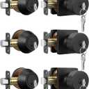 Goldenwarm Matte Black Exterior Door Knob with Lock and Key, Keyed-Different Deadbolt Lock and Door Knob Set 3 Pack Set, Deadbolt Exterior Key-Unique, Matte Black