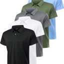 5 Pack Polo Shirts for Men Dry Fit Short Sleeve Golf T-Shirt Moisture Wicking Collared Casual Work Tops