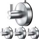 DGYB Suction Cup Hooks for Shower Set of 4 Brushed Nickel Towel Hooks for Bathrooms SUS 304 Stainless Steel Shower Hooks for Loofah 15 Lb Bathroom Hooks for Towels