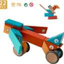 Magnetic Wooden Blocks Set, 22 Pieces STEM Travel Creativity Magnet Block Toys for 3 4 5 Year Old Age Girls Boys