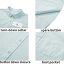 JEKAOYI Mens Casual Linen Button Down Short Sleeve Shirts Beach Summer Spread Collar Pocket Tops (L)