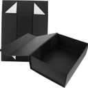 SAFIGLE 2pcs Foldable Boxes Lids Colorful Wrapping Cases for Jewelry and Flowers Small Storage Containers for Party Favors and Special Occasions (Black)