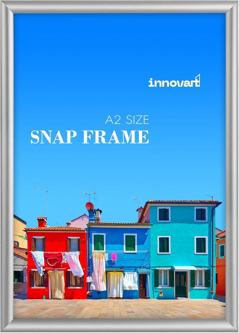 INNOVART Aluminum Snap Frame for Poster 16 x 24, Front Load Snap Frame Poster with PVC Protective Film for A2 Size, Metal Picture Frame Wall Mounting, Easy Open Aluminum Display Profile