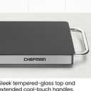 Chefman Long Electric Warming Plate Heating Element, Prep Food for Parties, Stainless Steel Frame & Tempered Glass Surface, Buffet at Home, for Trays & Dishes, Cool-Touch Handles, Black