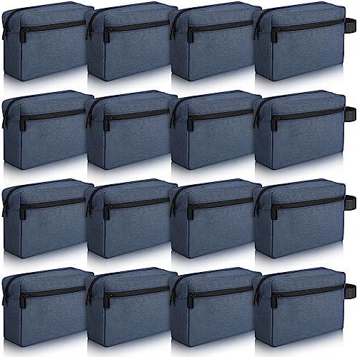 Paterr 16 Pcs Travel Toiletry Bag for Women Men Large Water Resistant Shaving Bag Hanging Cosmetic Bag with Handle and Divider Storage Travel Pouch Case (Dark Blue)