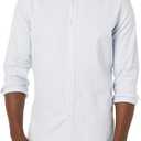 Amazon Essentials Men's Long-Sleeve Regular-Fit Stretch Oxford Shirt (Available in Big & Tall) (Powder Blue Vertical Stripe)