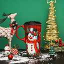 Christmas Ceramic Coffee Mug Snowman Travel Cup with Gift Box, 17oz Latte Cup for Xmas Holiday Party, Microwave Safe