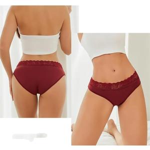5Pcs/Set Lace Cotton Briefs Set for Women Seamless Solid Color Underwear Fashion Intimate Lingerie L Assorted