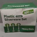 300 Count Heavy Duty Clear Plastic Silverware, Disposable Plastic Utensils Set, 100 Forks, 100 Spoons, 100 Knives, BPA-Free Heat Resistant Durable Plastic Cutlery Set for Party