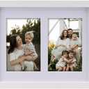 Collage Picture Frame, Double 5x7 Picture Frame with Mat, Fits 8.5X11 or Two 5x7 Photos, Tempered Glass, for Tabletop or Wall Mount-Bright White