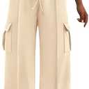 BTFBM Women's Running Sweatpants Fall Baggy Wide Leg Lounge Pants Casual Workout Joggers Pants with Pockets (XS, Beige)
