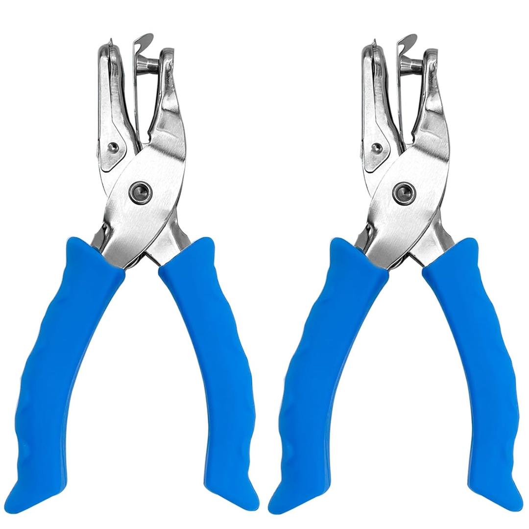 Paper Hole Puncher for Crafts, One Hole Punch with Blue Soft Grip Handle, Small Hole Punch for Kids and Adults, Handheld Circle Punch for Paper Crafts in Home, Office, Classroom 2 Pack
