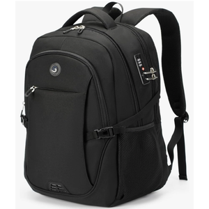 SHRRADOO Anti Theft Laptop Backpack Travel Backpacks with Combination Lock for Women Men High School College Backpack Computer Bag Fits 17 Inch Laptop,Grey