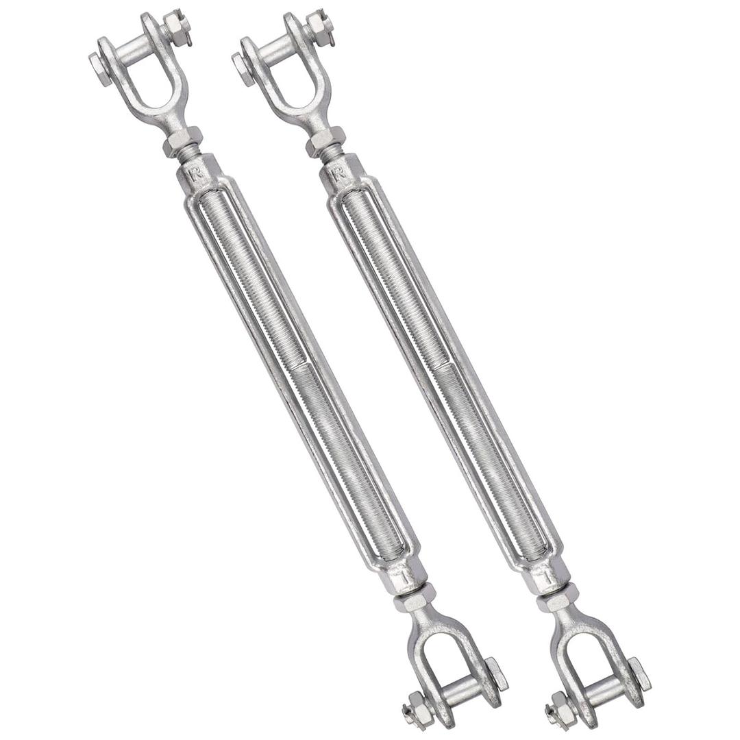 Galvanized Steel Turnbuckle 3/4 x 12 Inch Forged Jaw and Jaw Turnbuckles for Cable Rail Rigging Rope Chain 5,200 lbs Working Load Limit, 2PCS (3/4" X 12")