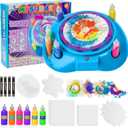 Spin Art Machine Variable Speed, Battery Operated Spinner - Paint Spinner with Splatter Guard, Washable Paint, Spin Art Kit, Art Design Card, Stem Toys, Kid Arts and Crafts, Girls Boys