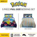 Pokmon Gaming Anime Kids Bedding Super Soft Microfiber Comforter And Sheet Set, 5 Piece Full Size, (Officially Licensed Product) By Franco