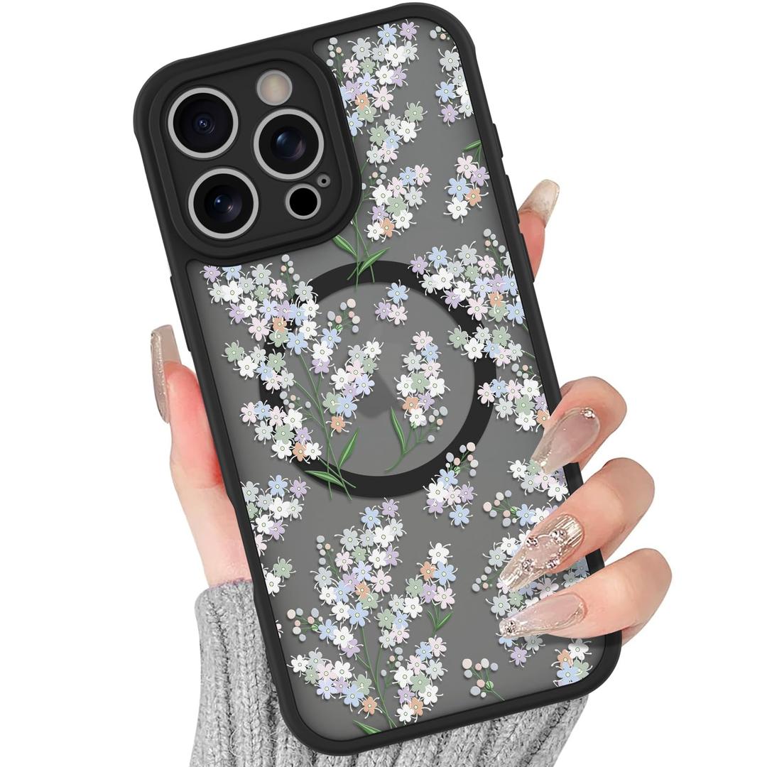 BITOBE Floral Case for iPhone 16 Pro [Compatible with MagSafe] - Black