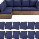 HEBE Stretch Patio Cushion Covers Set 12pcs,Waterproof Outdoor Couch Covers Replacement,Washable Reusable Seat Cushion Slipcovers for Patio Furniture Protector,Chair Cushion Cover