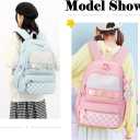 Cute School Backpack for Girls Kawaii Large Bookbag Kids Teens Elementary Middle School Preppy Aesthetic Book Bag (White)