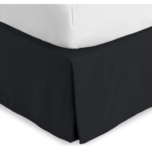 Bare Home Twin XL Bed Skirt - 15-Inch Tailored Drop Easy Fit - Bed Skirt for Twin Extra Long Beds - Center & Corner Pleats (Twin XL, Black)