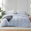 Hearth & Harbor Twin Duvet Cover Set Ice Blue - Soft Comforter Cover Set, Double Brushed 2 Piece Bedding Set with Button Closure, 1 Twin Size Duvet Cover 68x90 inches and 1 Pillow Sham