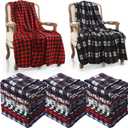 Geyoga 18 Pack Fleece Blankets Bulk 60 x 50 Inches Plaid Throw Blankets Bulk for Couch Bed Sofa