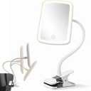 Ezcora Clip On Lighted Makeup Mirror with Flexible Gooseneck, Portable Vanity Mirror with Lights for Desk, Bathroom, Car, and Travel, Rechargeable Vanity Mirror for Makeup and Skincare
