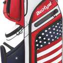 14 Way Golf Cart Bag with T Lock Top & Full Length Dividers, USA Flag Men's Golf Club Cart Bag Premium Cart Golf Bag with Cooler and Rain Cover