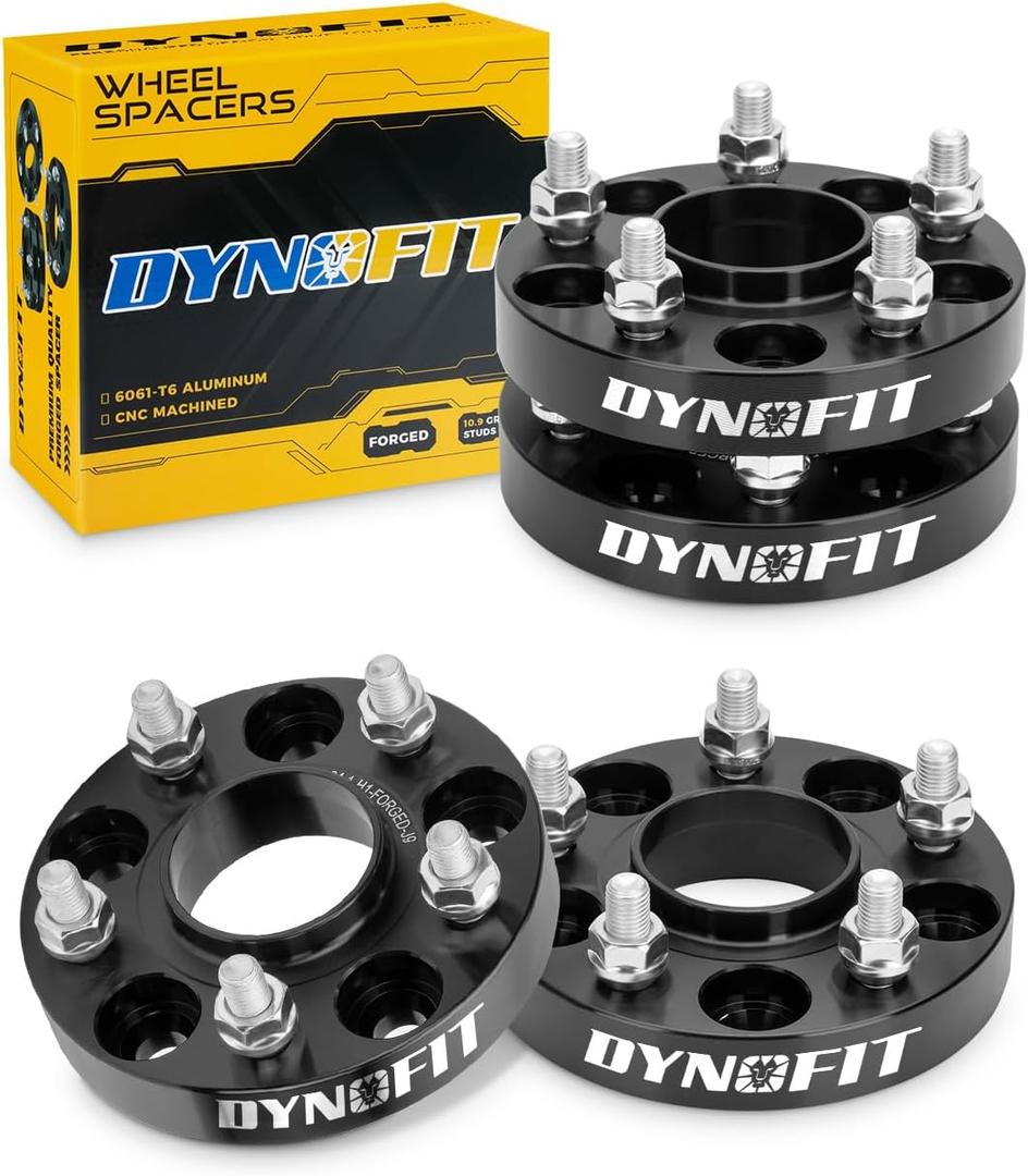 dynofit 5x4.5 Hubcentric Wheel Spacers 1" for Hon-da Accord Civic Acura CR-V HR-V Element Crosstour | Set of 4pcs 25mm Wheel Adapter for TL RDX TLX CDX CSX ILX RSX TSX 64.1mm Bore M12x1.5 Studs