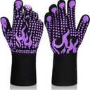 Comsmart BBQ Gloves, 1472 Degree F Heat Resistant Grilling Gloves Silicone Non-Slip Oven Gloves Long Kitchen Gloves for Barbecue, Cooking, Baking(Purple) 